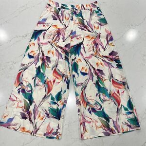 Calia Carrie Underwood Wide Leg Pants L Large‎ Floral Print Linen Blend Pull On